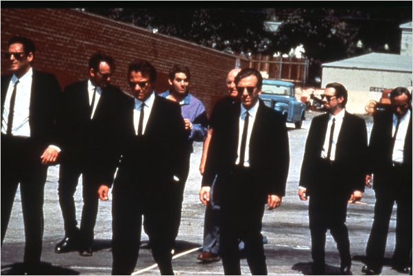 Reservoir Dogs : photo Chris Penn, Edward Bunker, Harvey Keitel, Michael Madsen, Quentin Tarantino