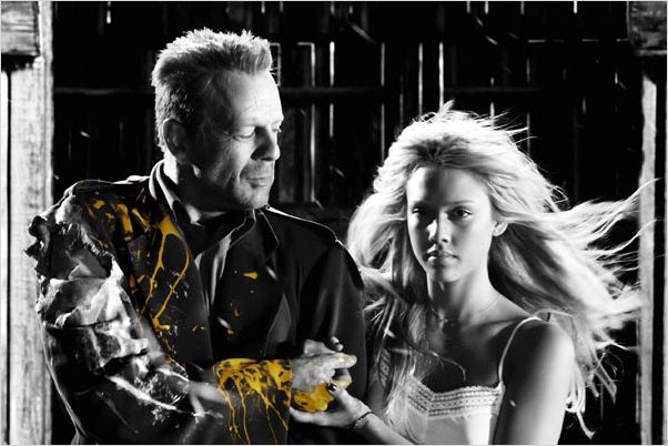 Sin City : photo Bruce Willis, Frank Miller, Jessica Alba, Quentin Tarantino, Robert Rodriguez