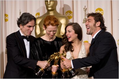 Cérémonie des Oscars 2008 (TV) : photo Daniel Day-Lewis, Javier Bardem, Marion Cotillard, Tilda Swinton