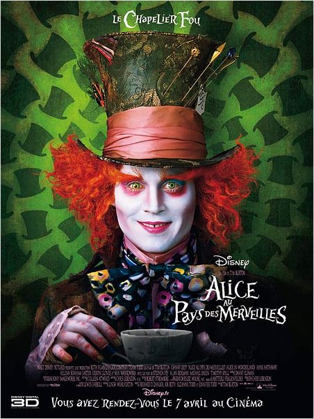 Alice au Pays des Merveilles : affiche Johnny Depp, Tim Burton
