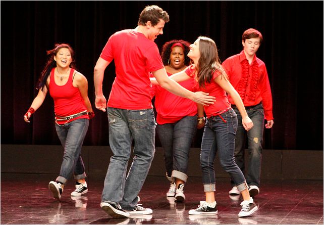 Glee : Photo Amber Riley, Chris Colfer, Cory Monteith, Jenna Ushkowitz, Lea Michele