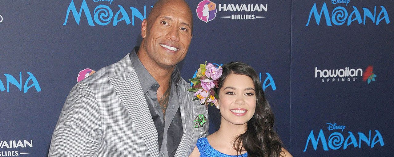 Dwayne Johnson & Auli'i Cravalho à l'avp de Vaiana (2016)