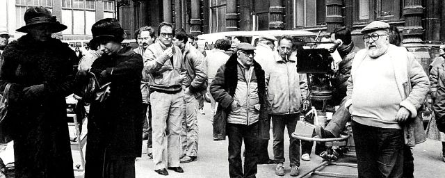 Sergion Leone (à droite) sur le tournage du film