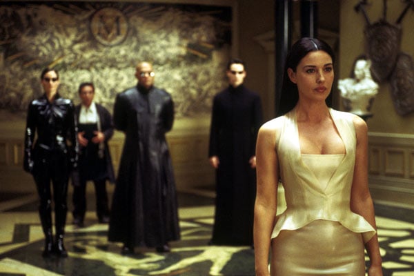 Matrix Reloaded : Photo Laurence Fishburne, Monica Bellucci, Carrie-Anne Moss, Randall Duk Kim, Keanu Reeves