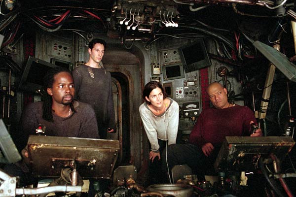 Matrix Reloaded : Photo Harold Perrineau, Laurence Fishburne, Carrie-Anne Moss, Keanu Reeves