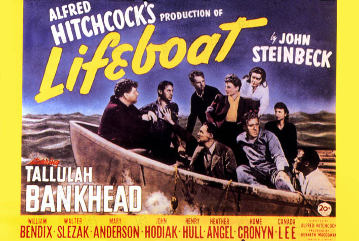 Lifeboat : Photo Walter Slezak, Alfred Hitchcock, Heather Angel, Hume Cronyn, William Bendix, Mary Anderson, John Hodiak, Henry Hull