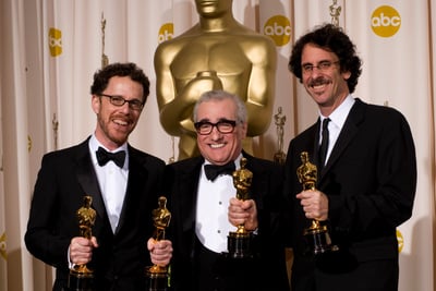 Joel Coen, Martin Scorsese et Ethan Coen. Oscar du Meilleur réalisateur et du meilleur film pour les frères Coen, pour No Country for Old Men - Non, ce pays n'est pas pour le vieil homme

