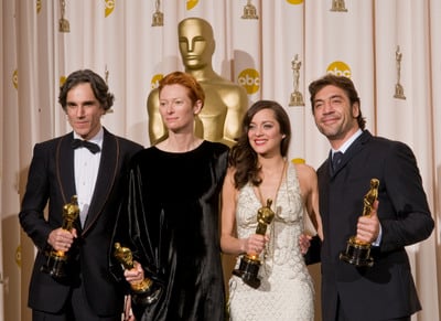 Cérémonie des Oscars 2008 : Photo Tilda Swinton, Javier Bardem, Marion Cotillard, Daniel Day-Lewis
