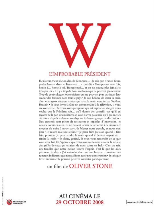 W. - L'improbable Président : Affiche Oliver Stone