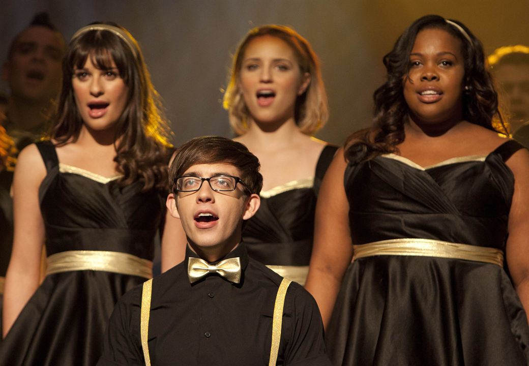 Glee : Photo Amber Riley, Dianna Agron, Mark Salling, Lea Michele, Kevin McHale