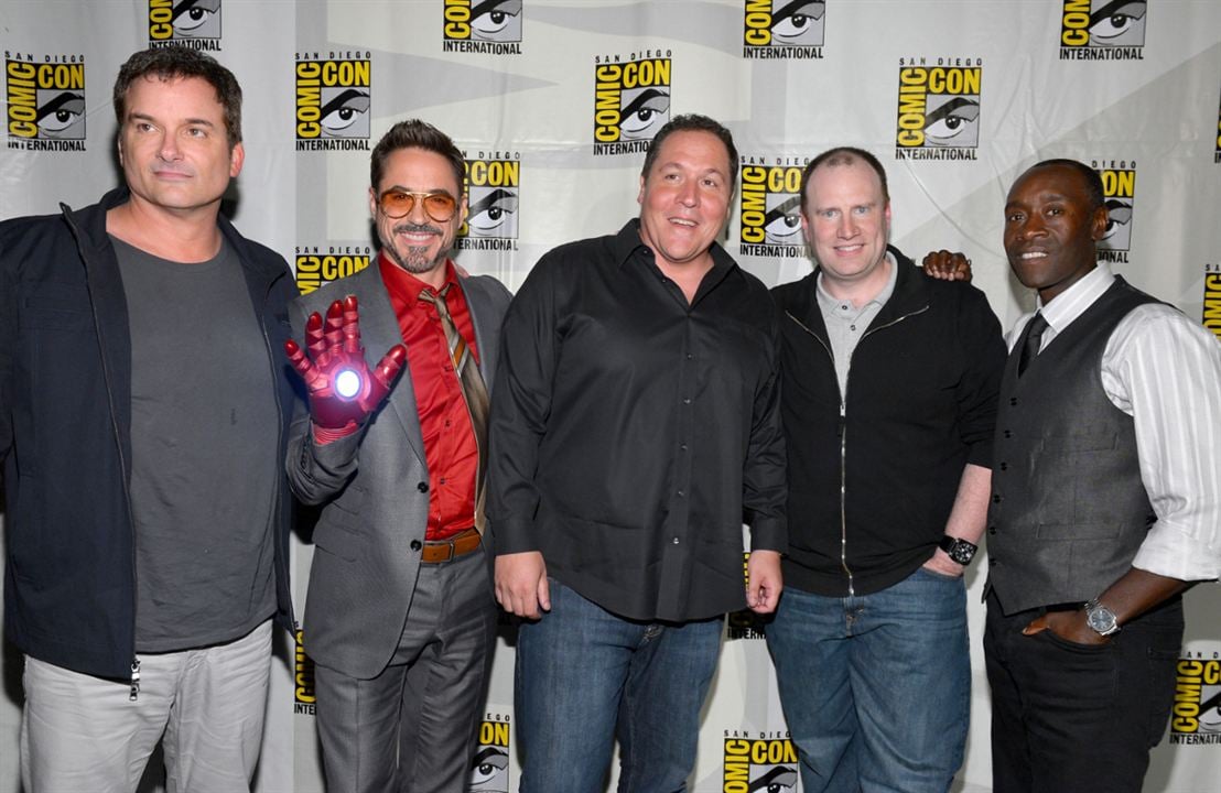Iron Man 3 : Photo promotionnelle Don Cheadle, Jon Favreau, Kevin Feige, Robert Downey Jr., Shane Black