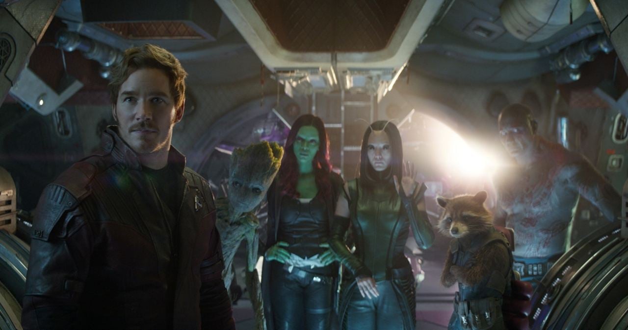 Avengers: Infinity War : Photo Pom Klementieff, Dave Bautista, Zoe Saldana, Chris Pratt