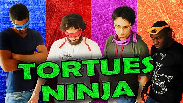 Jérémy, Pat, Avner et moi, on a essayé de transformer les tortues de Sanaa en vrais Ninja Turtles...